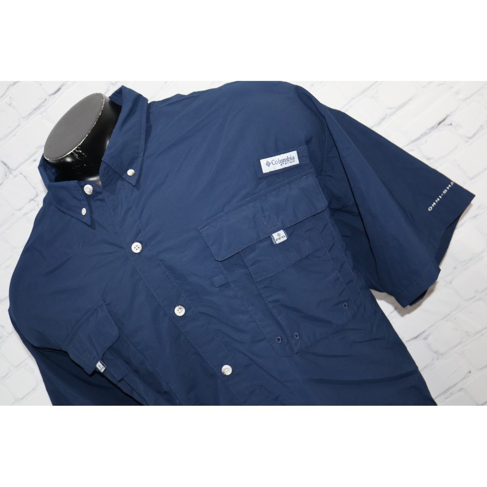 Columbia PFG Bahama Mens 3X BIG Blue Performance Fishing Shirt Omni-Shade Vented